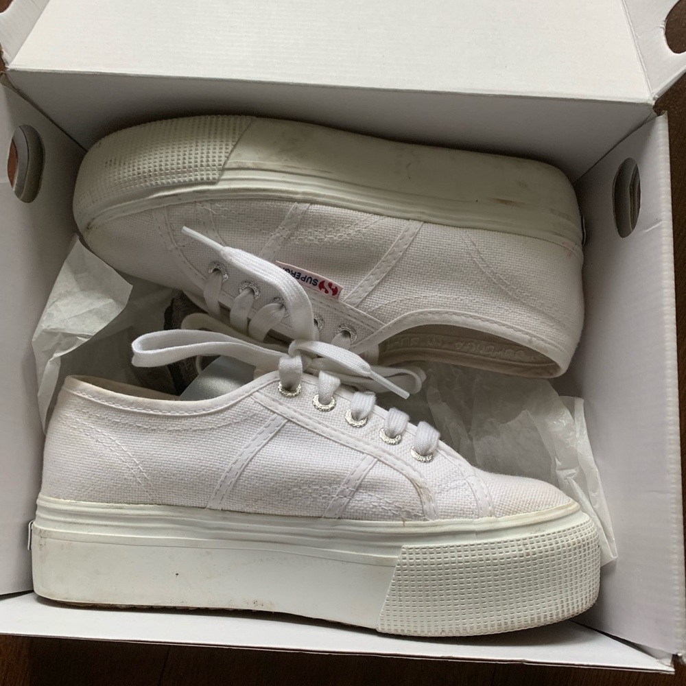 White platform superga sneakers